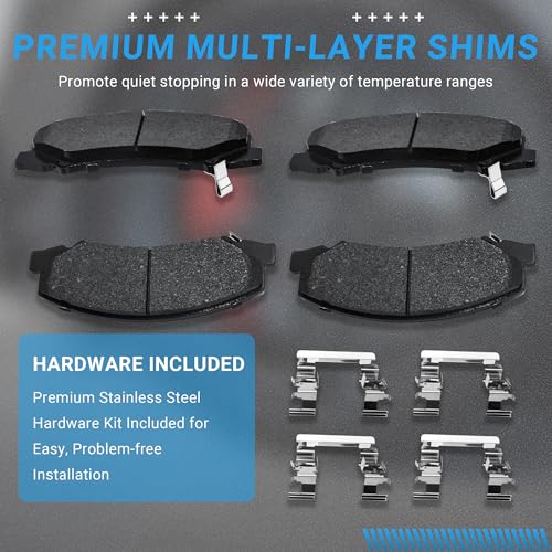 Image of Front Brake Pads Set Compatible with Buick Allure LaCrosse Cascada Regal, Saab 9-5, Cadillac ELR, GMC Terrain, Chevy Equinox Impala Malibu Limited Brake Pads Semi-Metallic D1559