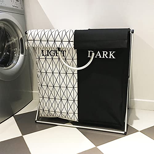 XLLLL Cesta para Ropa Sucia Plegable Duradero Y Resistente Cestos para La Colada con Asa, Cesto De Almacenamiento De Ropa Plegable, Cesta De Lavandería Portátil para Ropa Sucia,B+Style-Black+White Cover