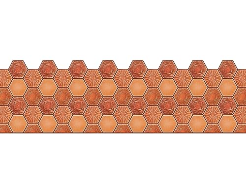 Image of WallDesign Terracotta Hexagon Tile Sticker - 4ft x 9.75 inch Durable Surface Decoration Film for Kitchen, Cabinet, Table, Furniture, Wall, Bathroom, Door, Refurbishment
