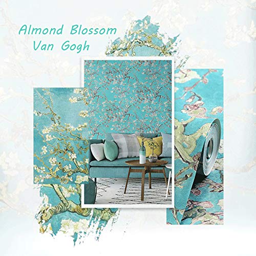 prior.choice 10X0.53M Almond Blossom Oil Painting 6 Colors Waterproof Embossed Textured PVC Wallpaper Roll for Bedroom Livingroom 1.73' W x 32.8' L=5.3㎡ (57sq.ft) (Lemon Yellow) - Image 4