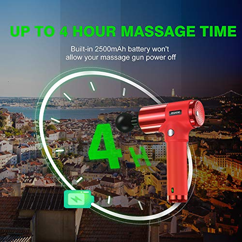 Quiet Glide Technology Massage Gun,ENEACRO Handheld Deep Tissue Percussion Massager Device for Athletes,4 Speeds and 6 Heads,Pure Wave Fascial Gun with Case(Red) - Thumbnail 6