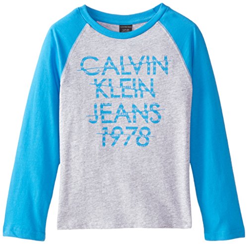 Calvin Klein Big Boys' Cut It Up Raglan Crew Neck, Light Grey Heather, Large