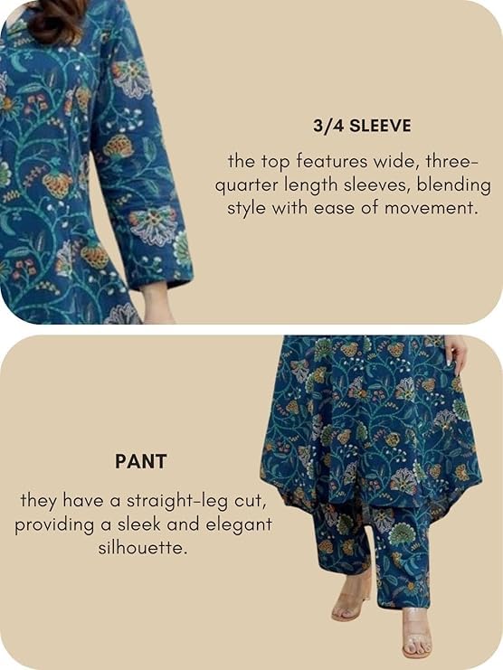 Image of GRECIILOOKS Kurta Sets women stylish | Kurta's Set | Woman Ethnic Co-Ord Set | Women's Straight Printed Kurta with Pant | Festive Indian Traditional Outfit Dress for Functions & Puja | 3 /4 Half Sleeve