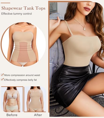 Strapless Shapewear Tank Tops for Women Tummy Control Compression Tanks Shaper Cami Slimming Camisole4