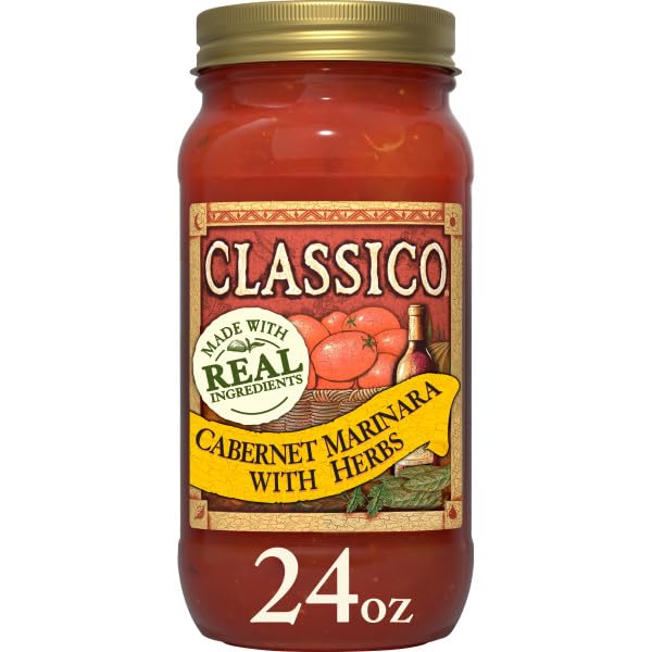 Classico Cabernet Marinara with Herbs Pasta Sauce, Red Wine Tomato Sauce for Spaghetti, Lasagna & Pizza, 24 Ounce (Pack of 3)