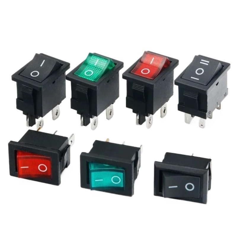 5PCS ON-Off Switch KCD1 15 * 21mm 6A 250V 10A 125V Ship Type 2Pin Rocker Switch Power Switch(2Pin Black,20PCS)