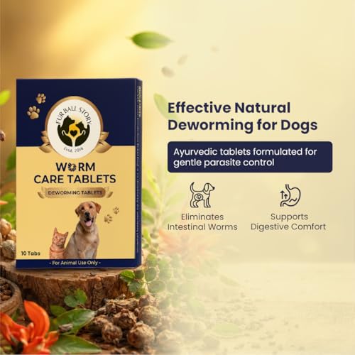 Image of FUR BALL STORY Worm Care Deworming Tablets for Dogs & Cats | Supports Gut Health & Digestion for Dogs & Cats Suitable for All Breeds, 10 Tablets (Pack of 3)