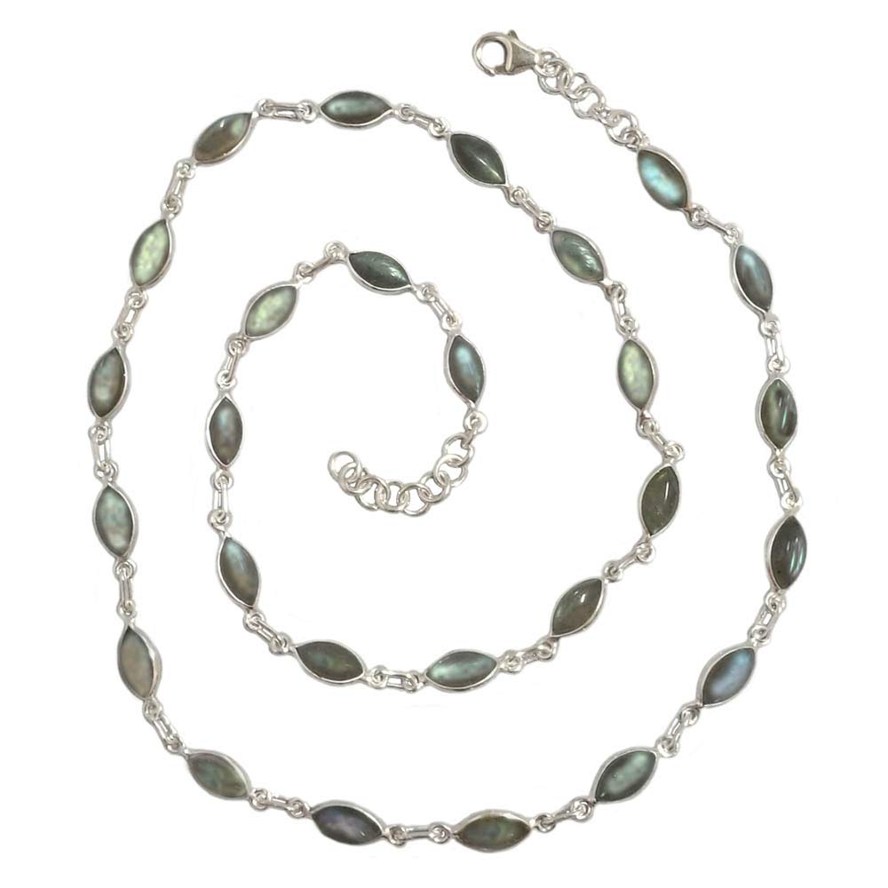 Collana con labradorite in argento 925 - Dimensioni della pietra 5x10mm