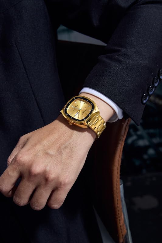 Image of Daniel Hechter Paris Bercy Collection Analog Quartz Watch for Men with Square Dial, Day-Date Display, Crystal Hour Markers and Stainless Steel Strap - DHM1053