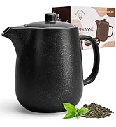 Happy Lemuro Ceramic Teapot with Infuser - 40 oz Large Teapot with Strainer - Tea Pot Ceramic for...