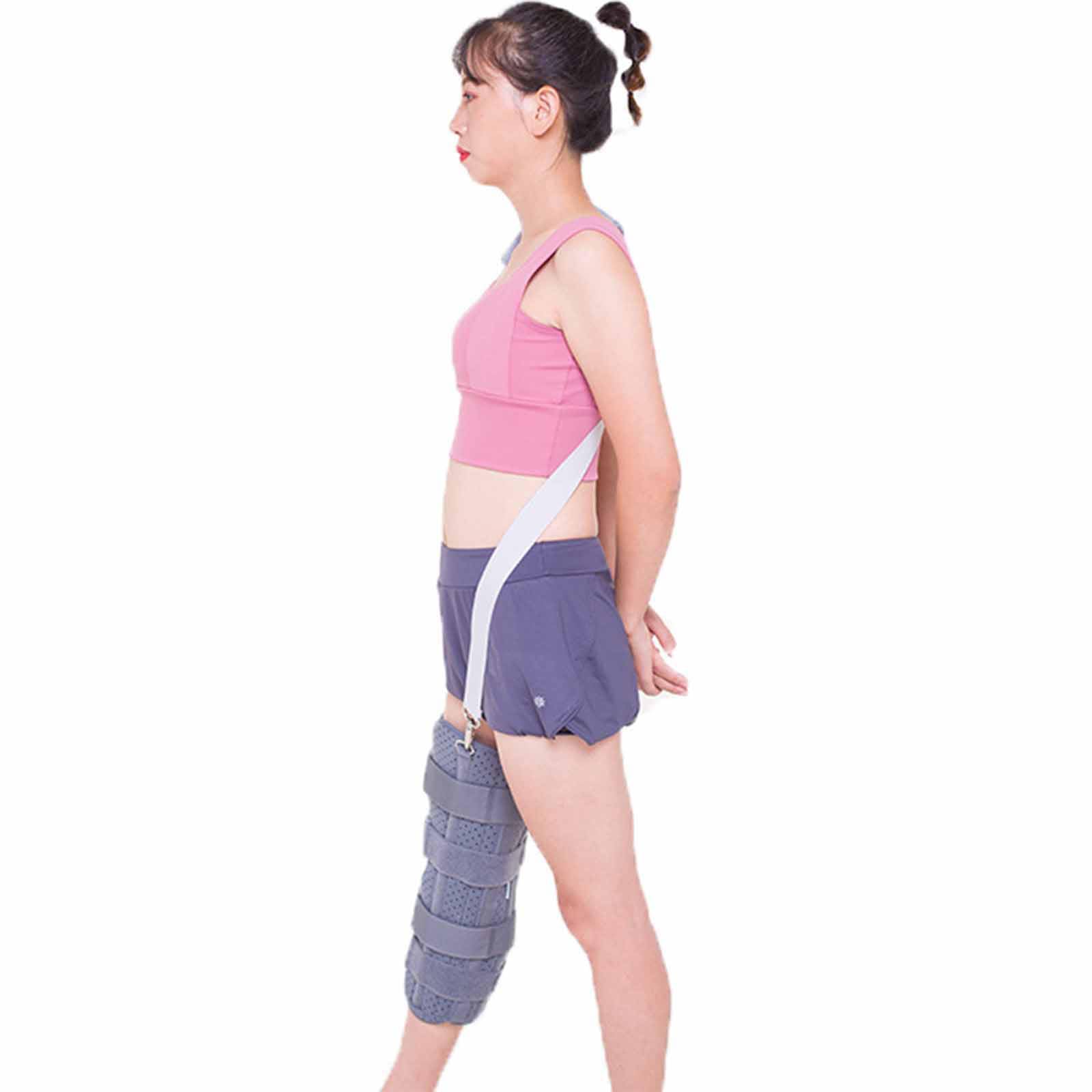 Férula inmovilizadora de piernas, férula de Rodilla, Abierta, Cabestrillo de Pierna anticaída, Abrazadera inmovilizadora de piernas Transpirable para Personas con Lesiones en Las piernas (XL)