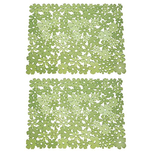 mDesign Adjustable Kitchen Sink Dish Drying Mat/Grid - Soft Plastic Sink Protector - Cushions Sinks, Stemware, Glasses, Dishes - Quick Draining Flower Design - Large, 17.2