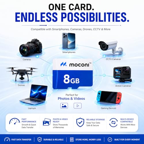Image of Memory Card 8GB Class 10, Up to 25 Mbps Reading & 40 Mbps Writing Speed with High Performance of Data Transfer (8 GB)