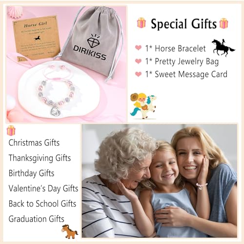 Image of Horse Gifts for Girls Horse Bracelets Birthday Christmas Gifts for Girls Horse Lover Daughter Granddaughter Niece