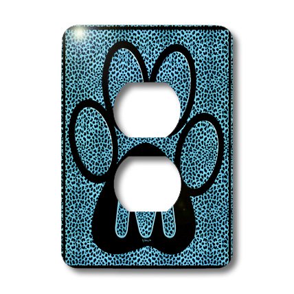 Cache-prise patte de chat bleu au design imprimé unique 3dRose lsp