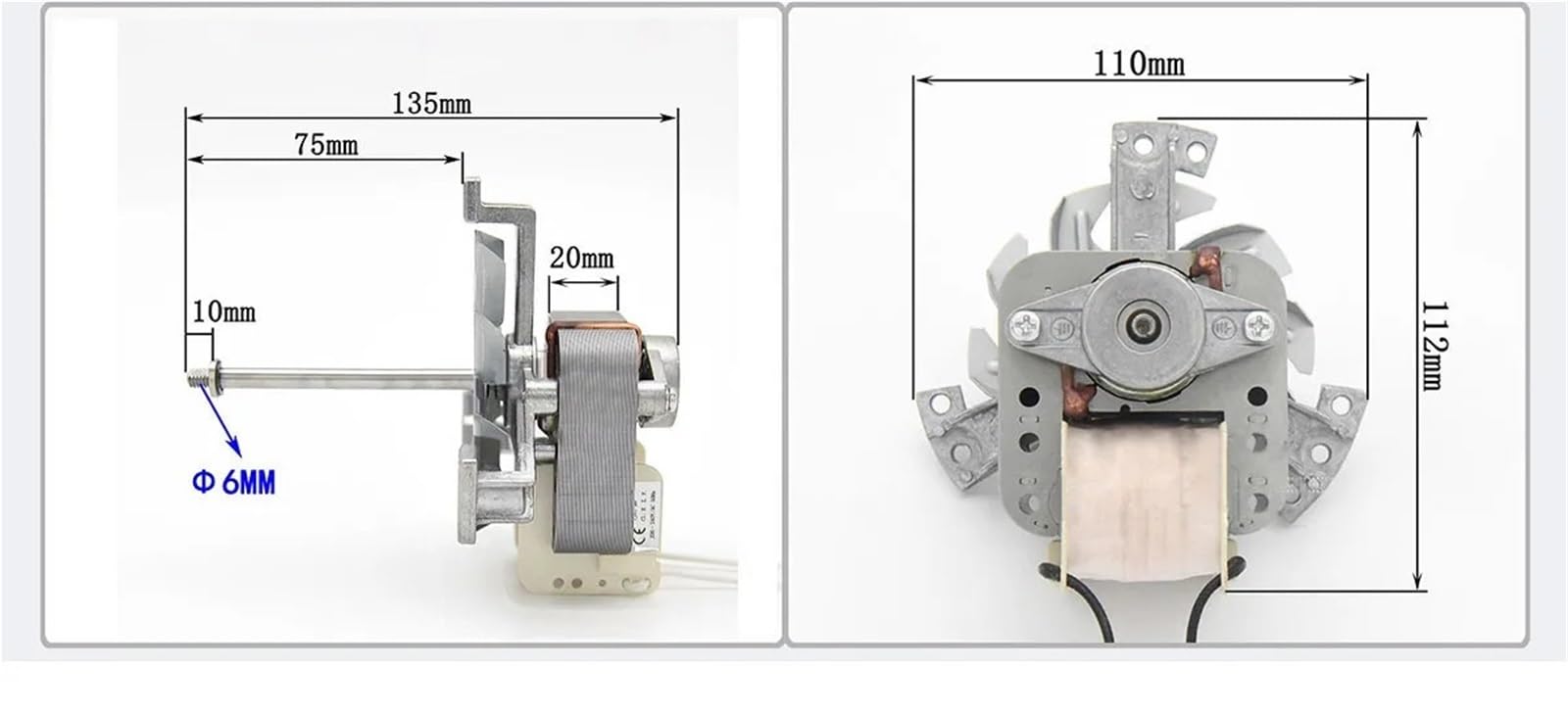 Repuestos for Cocina Comercial doméstica, Eje de 75mm, 220V, 1850RPM, 42W, 6120, 7249, Motor de Ventilador for Horno de Vapor eléctrico