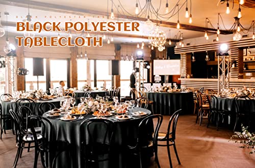 Mtreo 12 Pack Round Tablecloth 90 Inch Polyester Round Table Cloths Black Wrinkle Resistant Washable Polyester Table Cloth Decorative Fabric Table Cover For Wedding Party Restaurant Buffet Table #TOP2