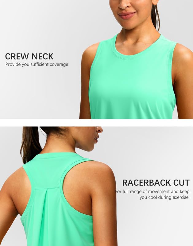 Image of Women's Workout Tops Racerback Athletic Tank Tops Sleeveless Loose Fit Yoga Running Gym Shirts for Women