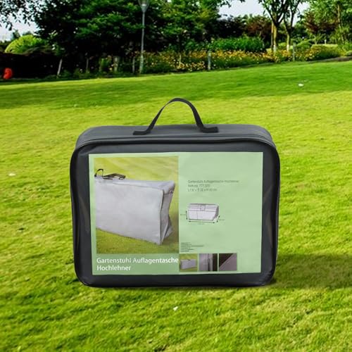 Julido Gartenstuhl Auflagentasche für Hochlehner, wasserfest und UV-beständig, aus robustem Polyester, 130 x 32 x 50 cm, Schutzhülle für Auflagen, grau