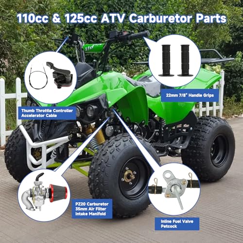 Image of FVRITO PZ20 Carburetor Thumb Throttle Kit Compatible with Tao tao Coolster 125cc 110cc Chinese ATV Quad 4 Wheeler 50cc 70cc 90cc 4 Stroke Engine Kazuma Baja SunL Roketa Vitacci Loncin Lifan Parts