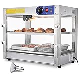 WeChef Commercial Food Warmer 2-Tier 110V Countertop Food Pizza Warmer 750W 24x15x20" Pastry Display Case
