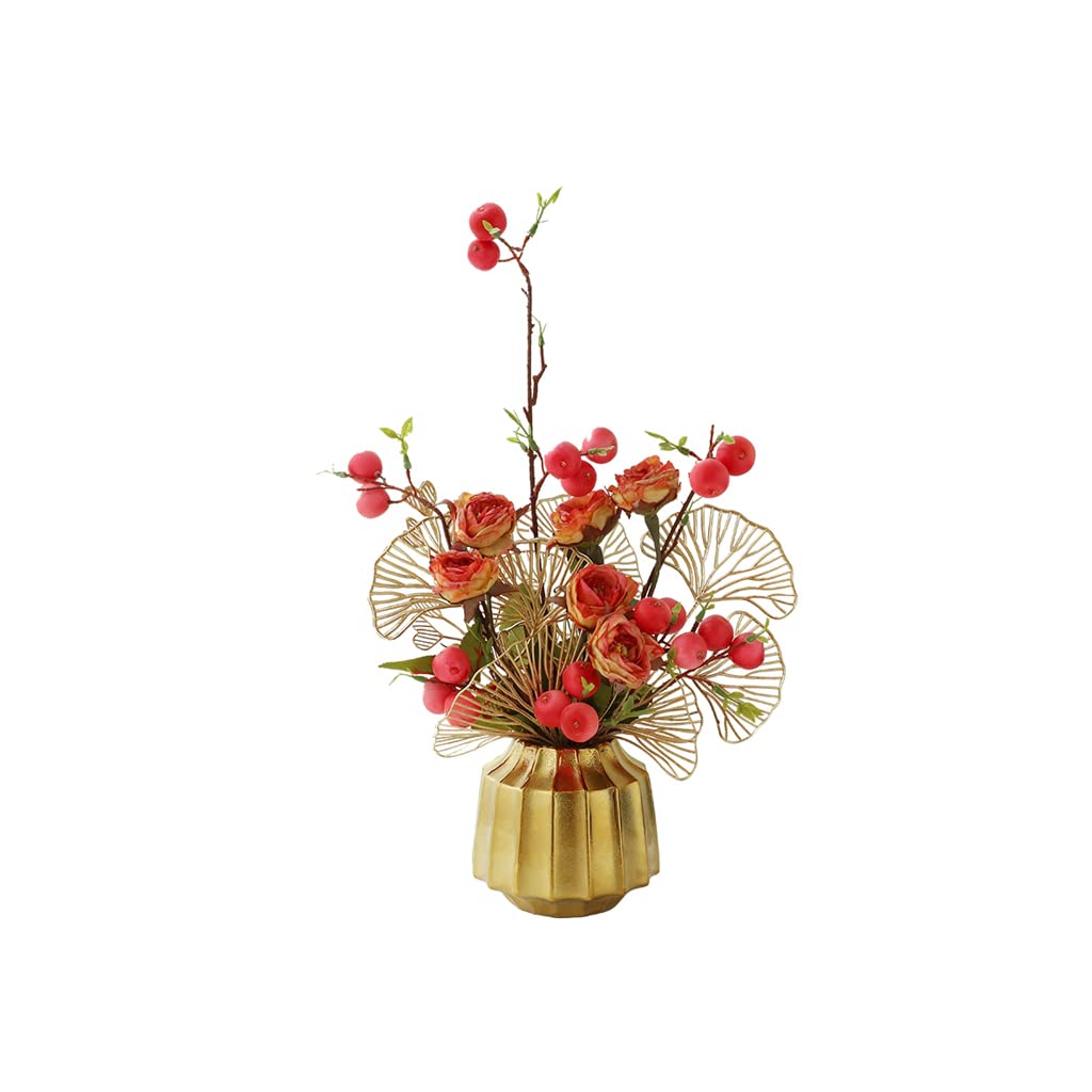 DFGHNBVC Artificial Flowers For Decoration Artificial Flower Plant In Ceramic Vase Silk Faux Flower Bonsai Fake Bouquets For Indoor Home Office Wedding Centerpiece Artificial Flow