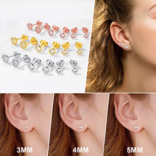 ChicSilver 925 Sterling Silver Stud Earrings Set 3 Pairs Dainty Hypoallergenic Simple Stud Earrings2