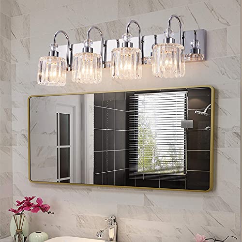 Super Sale ๐ Vanity Lamp Bathroom Chrome Crystal Glass Indoor Bath Over Mirror Lighting Fixtures E27 Base (4-Lamp) Super Sale ๐ Vanity Lamp Bathroom Chrome Crystal Glass Indoor Bath Over Mirror Lighting Fixtures E27 Base (4-Lamp)