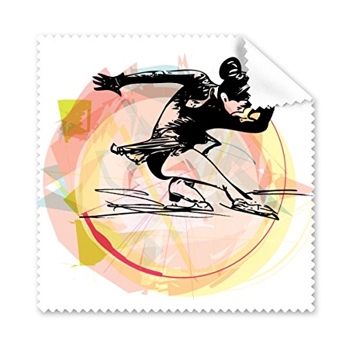 Chiffon de nettoyage lunettes tissu microfibre imprimé patinage et ski aquarelle