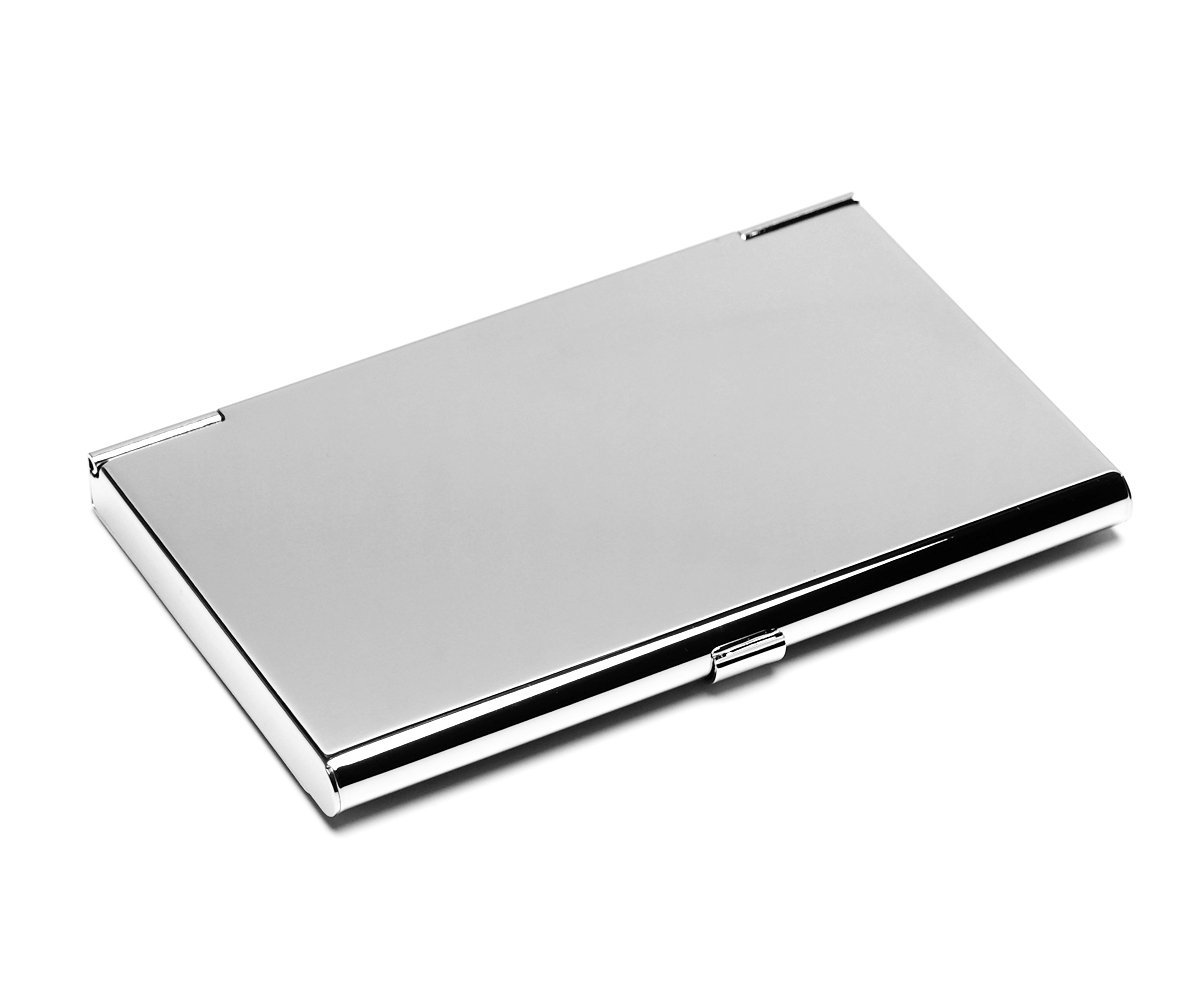 Porta Biglietti Da Visita Carta di alta qualità cromato argento cromato Leguan cuoio art rochen NERO METALLO ACCIAIO NUOVO + BRILLIBRUM FLYER, Visitenkartenetui mit Gravur bis 15 Zeichen