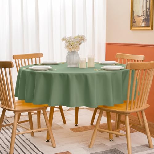 Softalker grüne Tischdecke abwaschbar rund 200 cm groß Outdoor wetterfest abwaschbar Runde XXL Tischdecken Table Cloth Tablecloth Gartentischdekce für große Terrasse,Gartenparty,BBQ,Sommer,Draußen