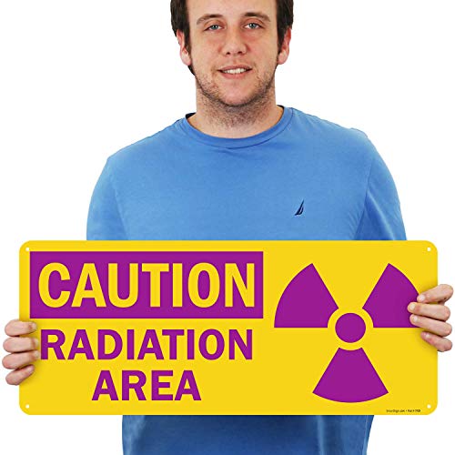 Panneau Radiation Area de sécurité en métal SmartSign pour balisage de zone de 25,4 x 61 cm