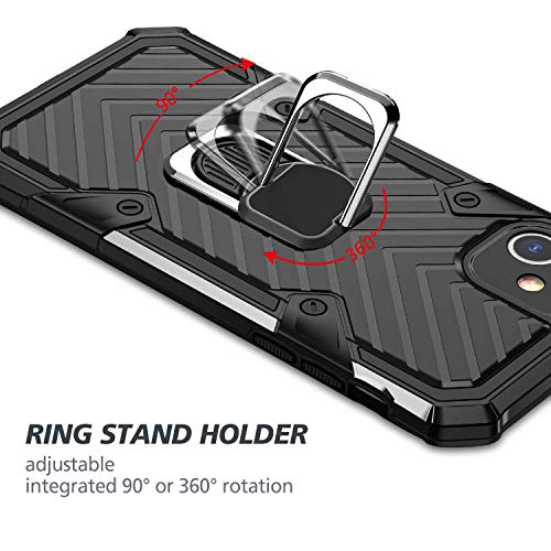 Amytor Iphone 11 Case With [2 X Tempered Glass Screen Protector] [15Ft. Drop Tested ] [ Military Grade ] Protective Phone Case With Magnetic Car Mount Ring Kickstand For Iphone 11 (Black) #TOP5