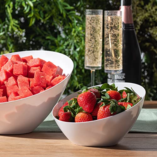 Plastic Serving Bowls Plastic Candy Bowl For Weddings, Buffet, Offices, Disposable Hard Plastic Medium Angled Bowls For Party's, Salads, Snacks And Fruit Bowl 5 Pack #TOP1