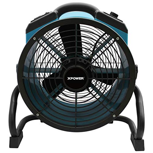 Xpower X-34Ar Variable Speed Sealed Motor Industrial Axial Air Mover, Blower, Fan With Built-In Power Outlets, Blue #TOP1
