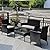 4 Pieces Patio Furniture Set Rattan Outside Furniture Wicker Sofa Garden Conversation Sets with Soft Cushion and Glass Table for Yard Pool or Backyard,Black