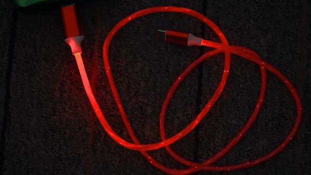 Image of IHAO Starry Light-Up USB Cable USBC to USBC Cable Durable PD Fast Charging Cable with Visible Current Flow As Night Light Use-C to C Star Red