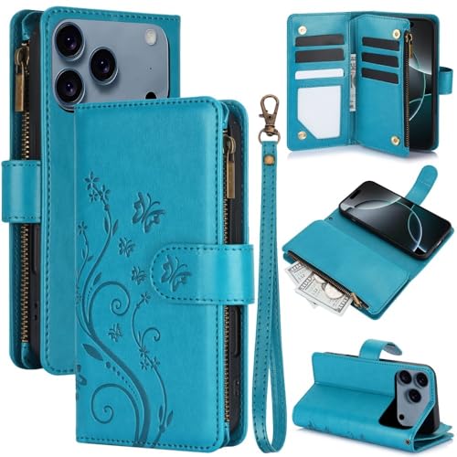 Étui iPhone 12 Pro bleu fermeture éclair pour ne plus perdre vos cartes