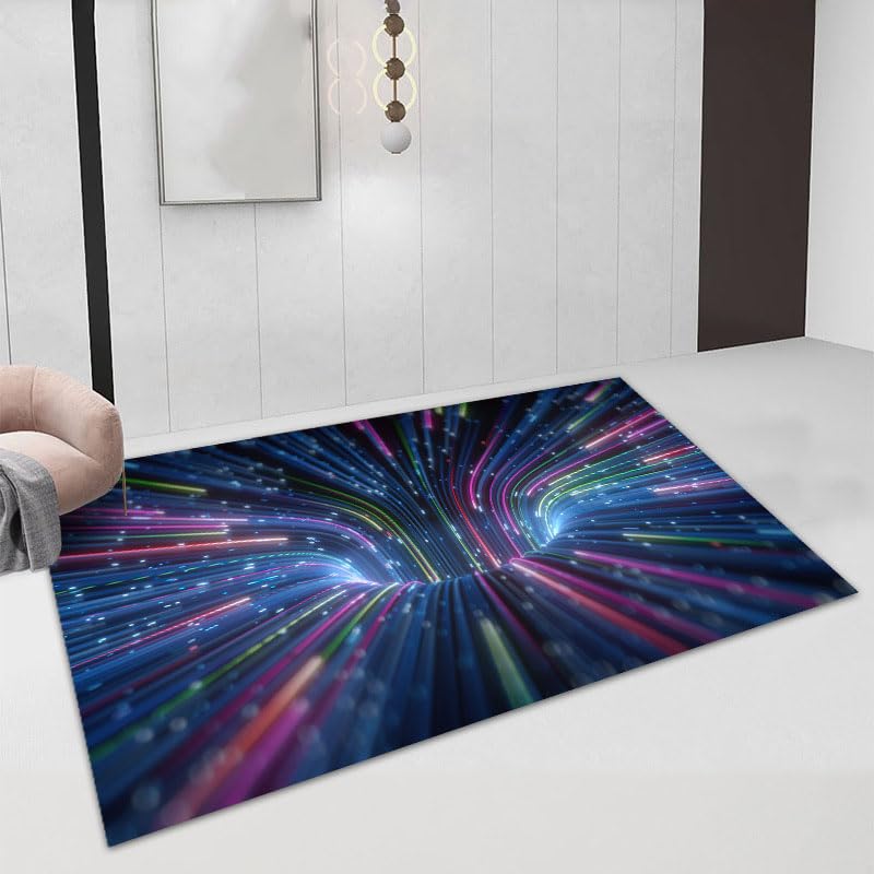 Tapis tourbillon 3D abstrait geometrique grand format de style tridimensionnel moderne