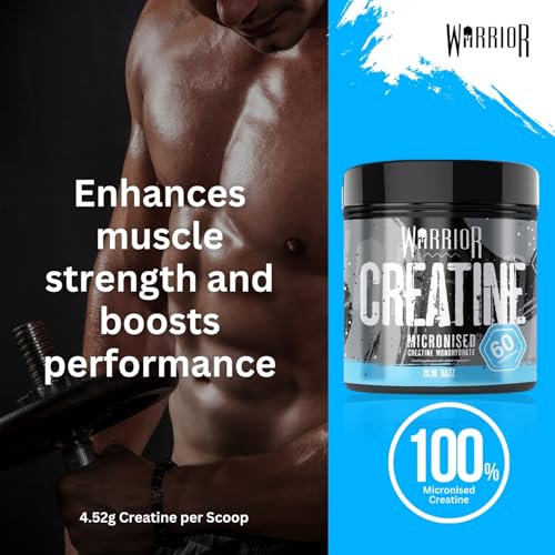 Warrior Creatine Monohydrate Powder – Micronised for Easy Mixing and Consumption – 100 Percent Pure Creatine – Proven to Improve Physical Performance and Recovery, 5 g Servings (Blue Razz, 300 g) - Image 4