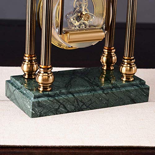 Reloj de mesa pequeño con movimiento de metal y base de mármol 5