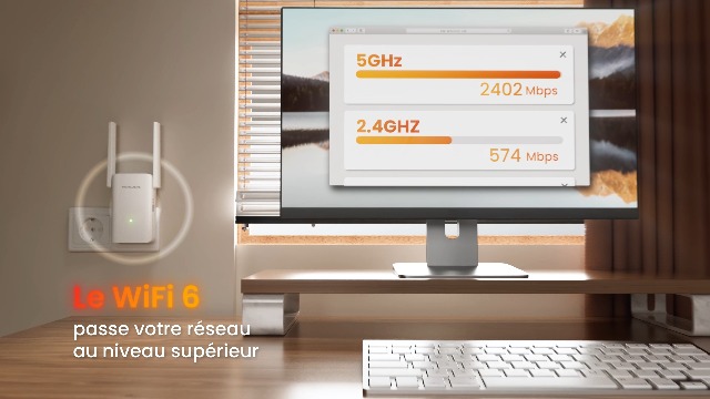 Répéteur WiFi MERCUSYS ME10 N300 - Amplificateur De Signal Avec Port Ethernet - Plug & Play