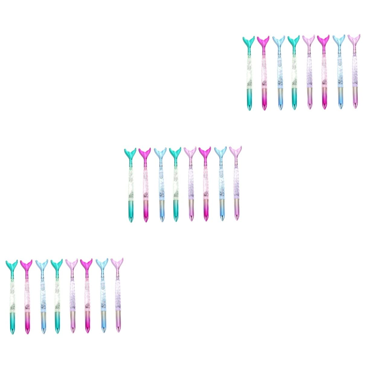 3ensembles Stylos à Bille Et Gel Forme De Sirène Encre Noire Et Bleue Fournitures Scolaires Colorées Pour Maison Et École