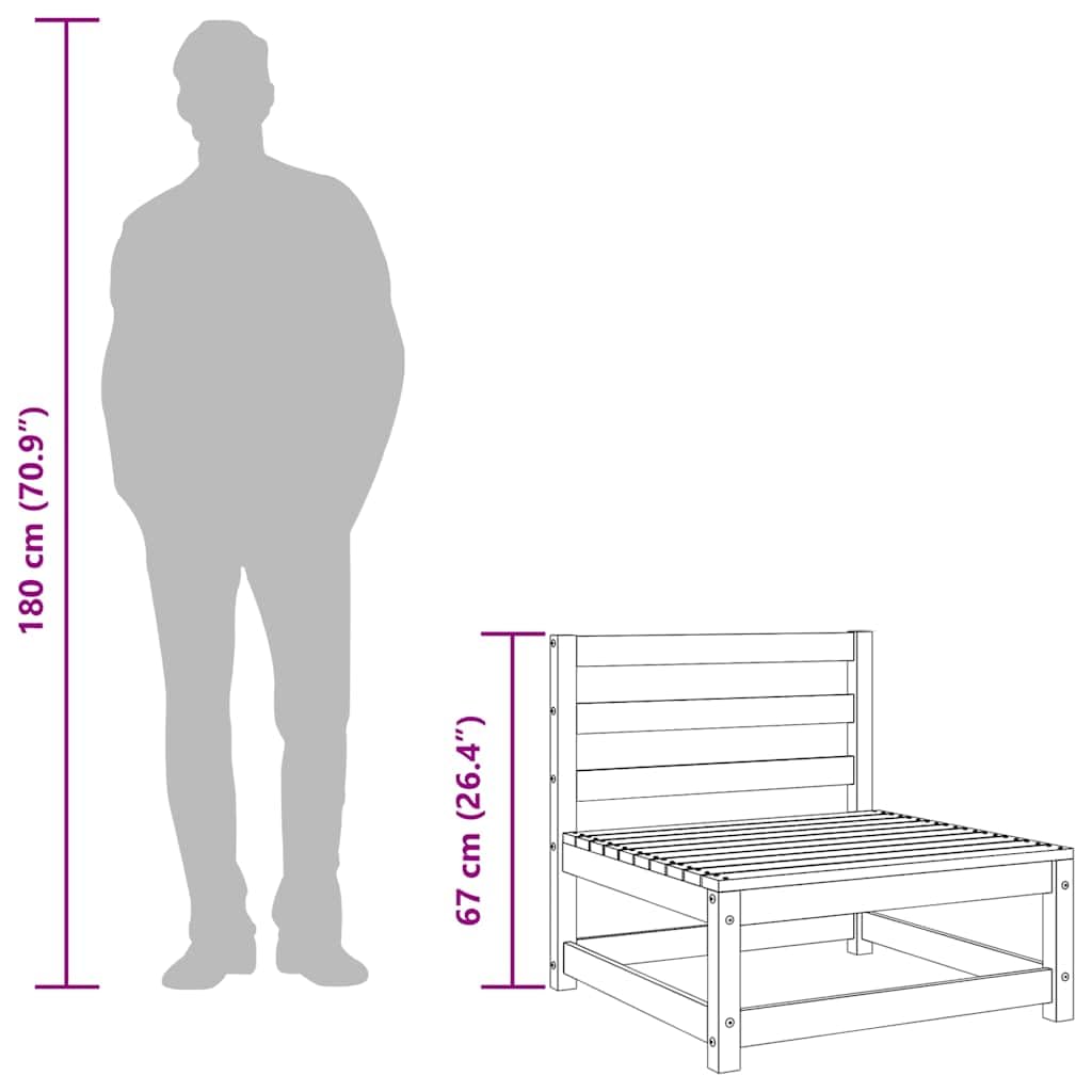 vidaXL Sofá Jardín sin Reposabrazos, Silla de Listones con Respaldo, Sofá Modular, Sillón para Patio Terraza, Madera de Pino Marrón Cera