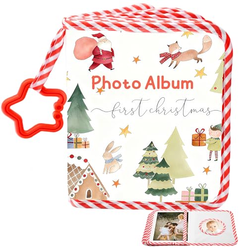 My First Christmas Baby Book, Photo Albums 4x6 Pictures for 17 Pockets, Baby Memory Book with...