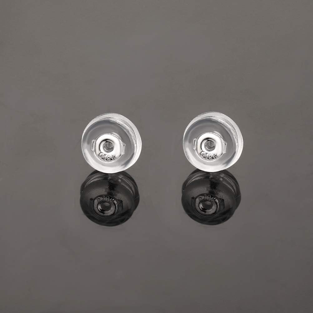 14K White Gold Earring Backs Hypoallergenic Soft Clear Silicone Earrings Backings Piercing Replacements Secure Safety for Studs Drop Nickel Free