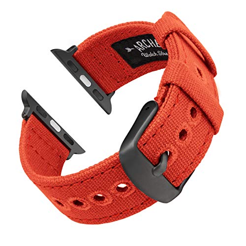 Archer Watch Straps - Canvas Watch Bands for Apple Watch (Tangelo Orange, Gray, 38/40mm) - Thumbnail 2