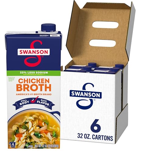 Image of Swanson 33% Less Sodium Chicken Broth, 32 oz Carton (12 Pack)