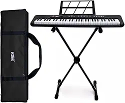Kit Teclado Musical Kobe KB-150 BK Preto 5/8 61 Teclas Completo Preto