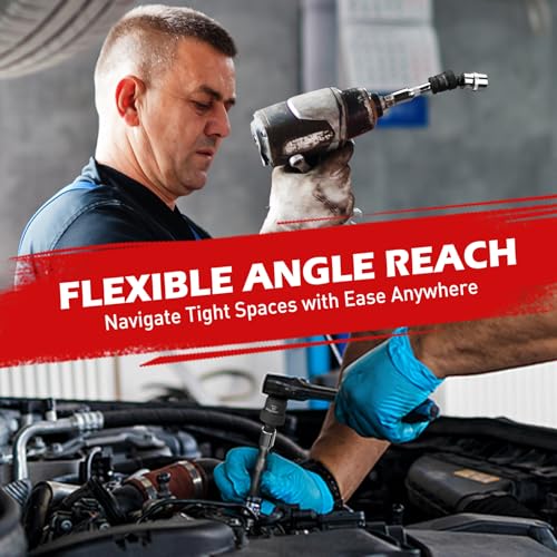 Image of Impact Universal Joint-Socket Swivel Set: 3-Piece 1 /2 inch, 3 /8 inch, 1 /4 inch Flexible Socket Swivel Set Premium CR-MO Steel U Joint Adapter Wobble
